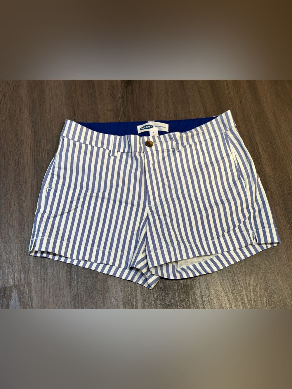 Blue & White Striped Stretch Shorts Size 8 Summer Coastal - Picture 2 of 9